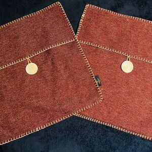 Phantoscope Red/white Decorative Pillow COVER Linen Trim Farmhouse Set Of 2- 19”